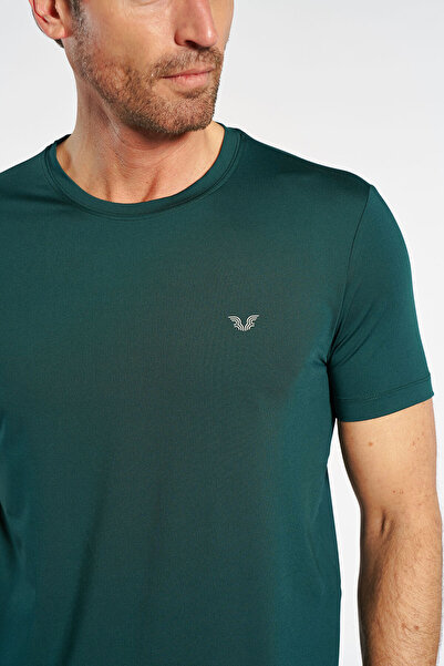 bilcee Men's Petrol Green Crew Neck Active Sports T-Shirt 4929