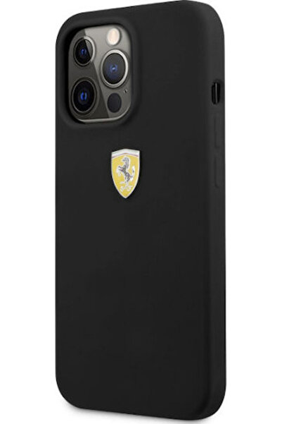 Ferrari Liquid Silicone Metal Logo Back Cover Silicone Black (iPhone 13 Pro M...