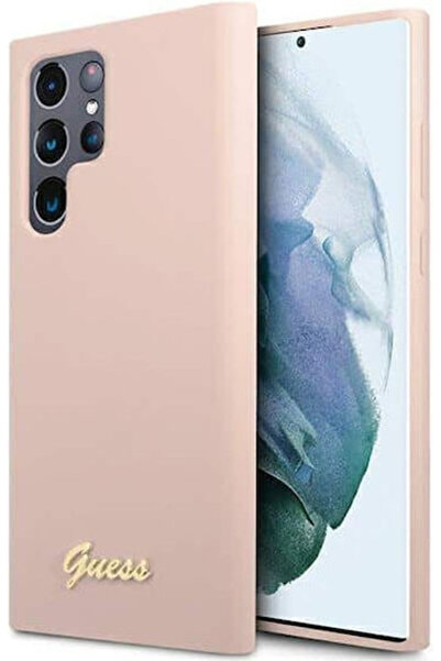Guess Ροζ Σιλικονούχο Πίσω Κάλυμμα με Μεταλλικό Λογότυπο Script (Galaxy S23 U...