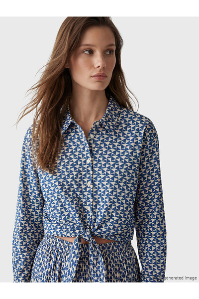 LC Waikiki Patterned Women's Shirt with Tie Detail
