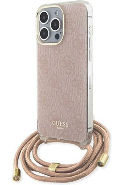 Guess Back Cover Plastic with Strap Pink (iPhone 15 Pro) Code: GUHCP15LHC4SEP