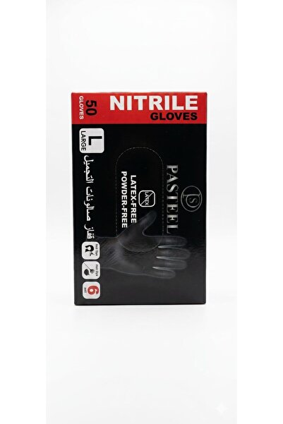 pasteel Black Nitrile Gloves Latex and Powder Free Large 6 Mil 50 Count for H...