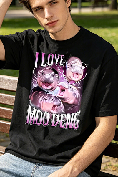 Fleck Casual Style T Shirts For Men I Love Moo Deng Personalized Shirts