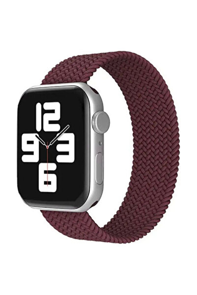 OEM Λουράκι Apple Watch 42 44 45 49mm Πλεκτό Solo Loop M Σκούρο Δαμασκηνί