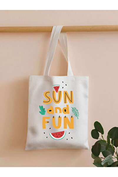HANOVA CREATİVE Printed Cloth Bag Summer Bag Summer Beach Bag Printed Unisex ...
