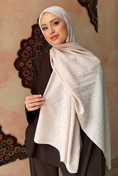 İmajButik Beige Jacquard Shawl