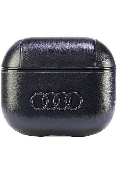 Audi Δερμάτινη θήκη με μεγάλο λογότυπο, σε μαύρο χρώμα, για Apple AirPods 3