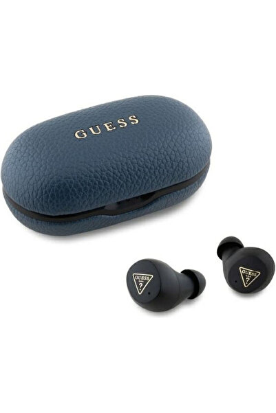Guess Ακουστικά Bluetooth Handsfree Ενδοωτικά με Υφή PU και Θήκη Φόρτισης, Μπλε