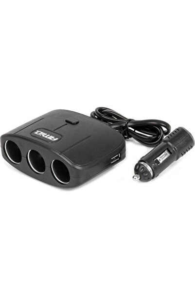 AMIO Φορτιστής αυτοκινήτου 100W με θύρες: 2xUSB, 3xΑναπτήρας με ενσωματωμένο ...
