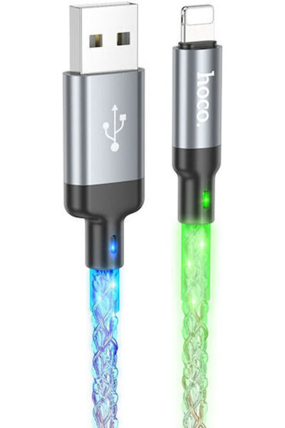 hoco. Hoco U112 Καλώδιο USB-A σε Lightning με LED λάμψης Χρυσό 1μ (38972)