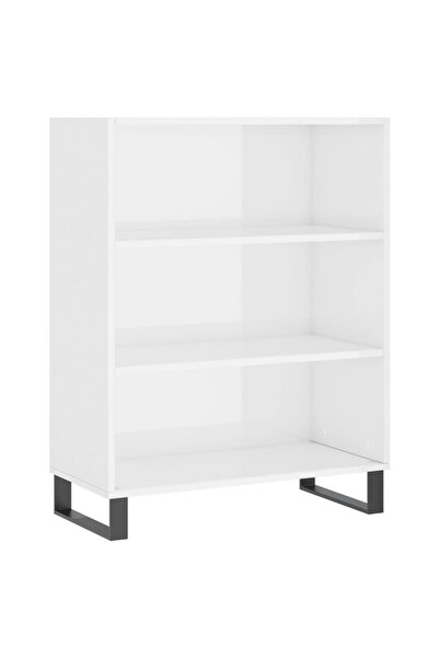 vidaxl Dulap cu rafturi alb extralucios 69,5x32,5x90 cm lemn compozit