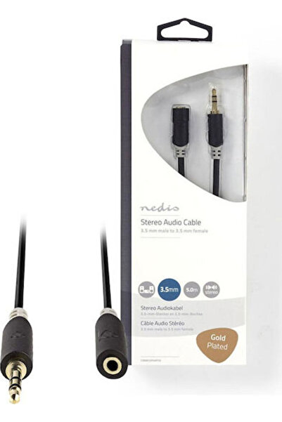 Nedis Καλώδιο Ήχου 3.5mm Αρσενικό σε 3.5mm Θηλυκό Μαύρο 5μ CABW22050AT50