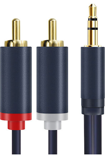 Cabletime Καλώδιο Ήχου 3.5mm Αρσενικό - 2x RCA Αρσενικό Μπλε 10μ CT-AV303-H12G