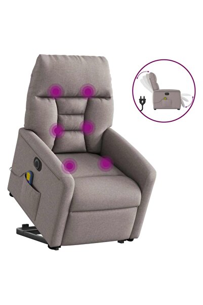 vidaxl Fotoliu electric masaj rabatabil cu ridicare, gri taupe, textil