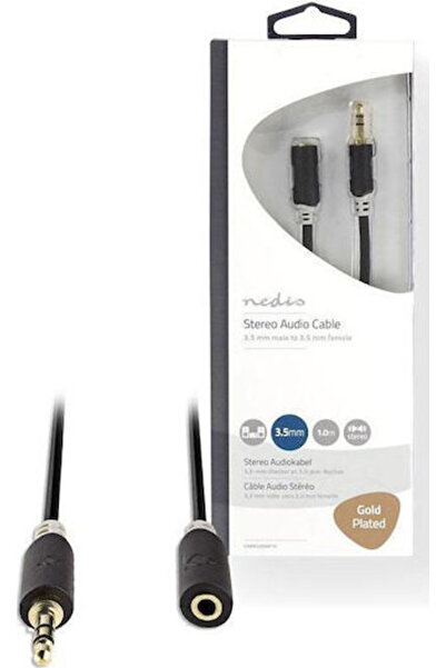 Nedis Καλώδιο Jack 3.5mm 1μ Αρσενικό σε Θηλυκό Μαύρο
