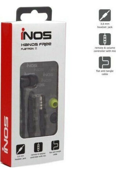 inos Flatron II Μονοφωνικό Μονό Ενδοωτικό Handsfree με βύσμα 3.5mm Μαύρο