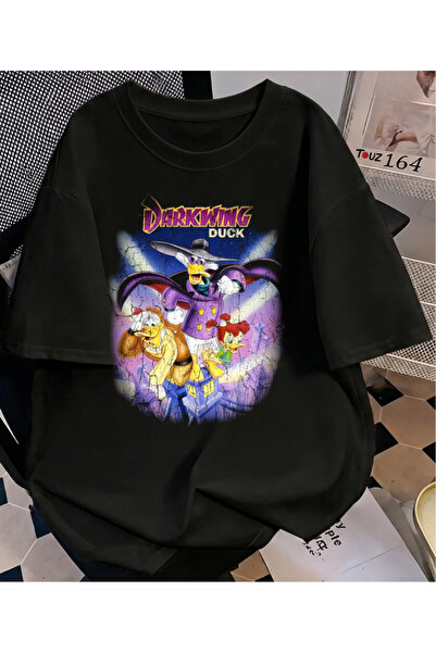 Toum Tricou oversize unisex retro cu imprimeu Darkwing Duck vintage