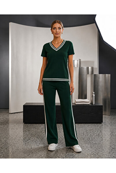 Valeria Butik Set casual cu detalii cu dungi pentru femei