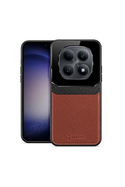 Zebana Xiaomi Redmi Note 15 5G Uyumlu Kılıf Lens Deri Kılıf Kahverengi