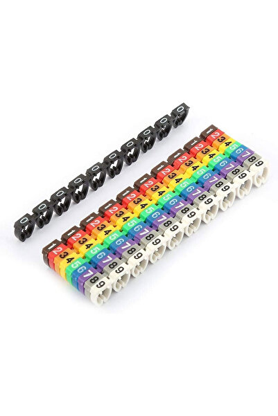 BK Teknoloji Renkli 6mm Ethernet Kablo Numaralandırma Etiketi (100 Adet 0-9 N...