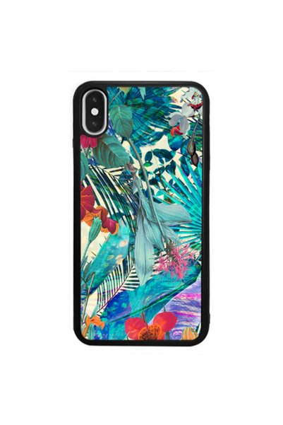 Other Apple iPhone Xs Max Blue laves tropical Black Glossy Θήκη
