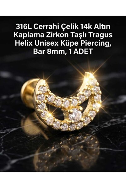 Lunexa 316L Cerrahi Çelik Altın Kaplama Kararmaz Alerji Yapmaz Zirkon Taş Fig...