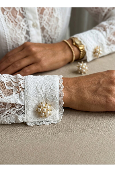 MYSOFYA GOLD DETAYLI İNCİLİ ANTİK MANŞET DÜĞMESİ