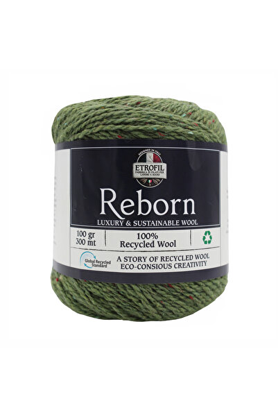 Etrofil Reborn Knitting Yarn Olive Green 100% Recycled Wool 100g 300m (74336)