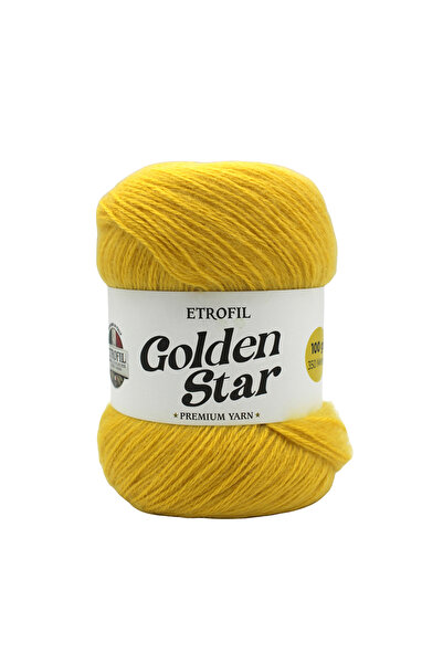 Etrofil Golden Star Knitting Yarn Yellow 75% Premium Acrylic 25% Organic Meri...