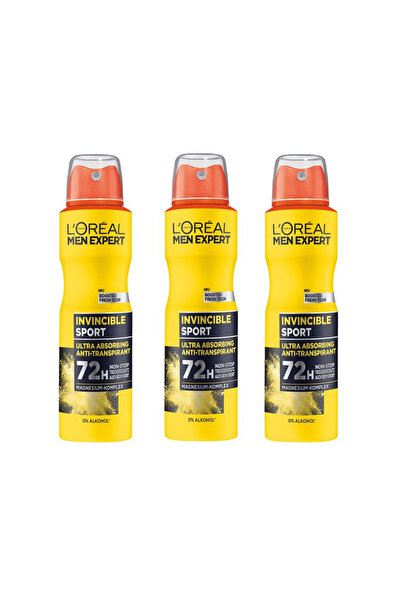 L'Oreal Paris Invincible Sport 72H Anti-Transpirant Deodorant Sprey 3x150 ml