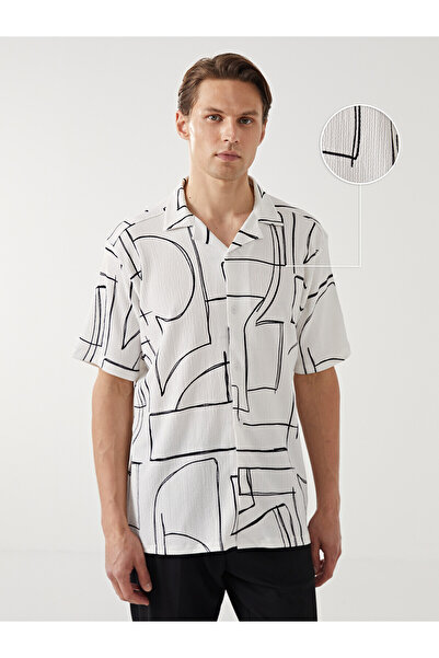 LC Waikiki Nevavm with Difference Regular Fit Short Sleeve Patterned Men's Shirt
