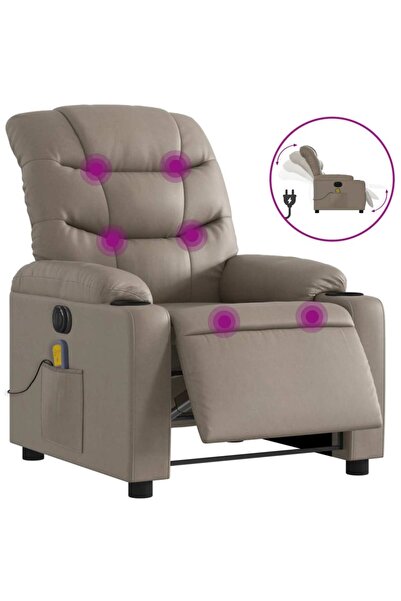 vidaxl Fotoliu electric masaj rabatabil, cappuccino, piele ecologică