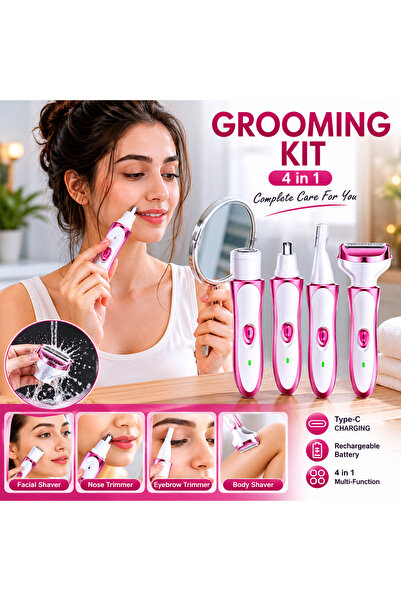 Unbranded/Generic مجموعة إزالة الشعر الكهربائية للنساء 4 في 1، ماكينة تشذيب ل...