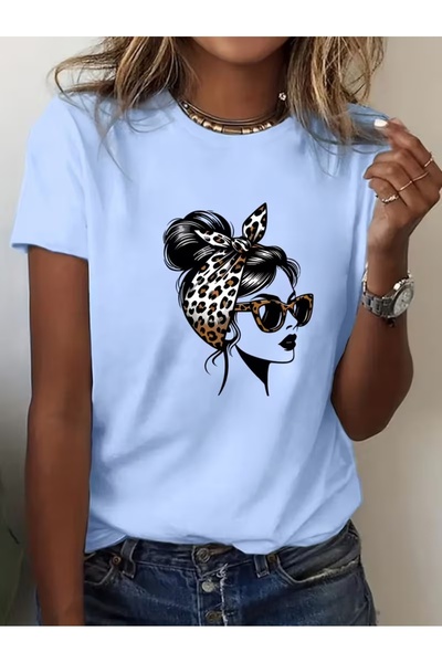 WOODROFFE Women's Leopard Bandana Printed Oversize T-Shirt Loose Fit