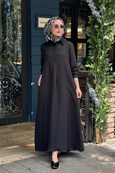 MISS DALIDA İpek Keten Elbise 2264351 Siyah