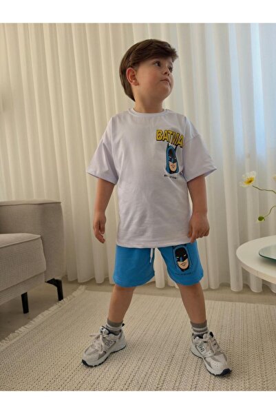 KİDSPİTİRCİK DEČAČKI SET KRATKIH PANTALONICA SA PLAVIM ŠARAĆEM 100% PAMUK