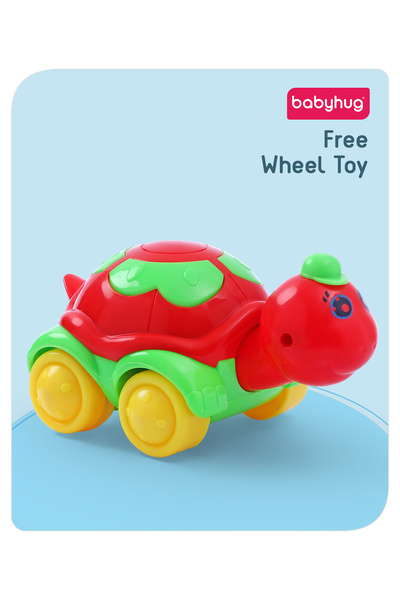 Babyhug Turtle on Wheels Friction Push & Go Toy, Engaging, Kid-friendly, 3 Ye...