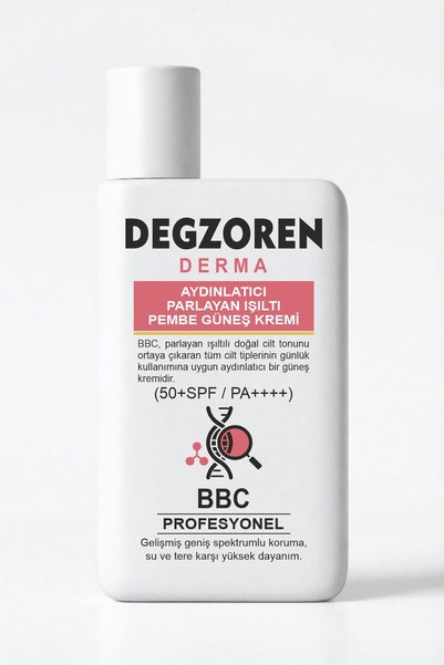 DEGZOREN 50+ Spf Aydınlatıcı Parlayan Işıltı Pembe Renkli BBC Yüz Güneş Kremi 50 ml