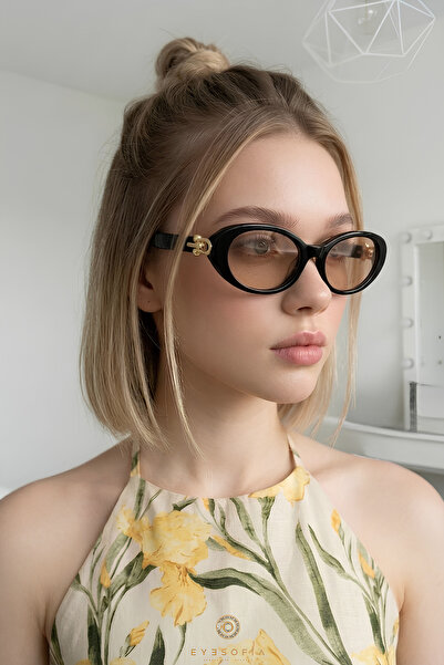 Eyesofia Monaco Vintage Black Gold Detailed Oval Ultra Light Uv400 Filtered W...