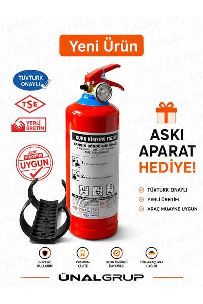 ünalgrup 1 KG Yangın Söndürme Tüpü TÜVTÜRK Onaylı Araç Muayene Uyumlu + Askı ...