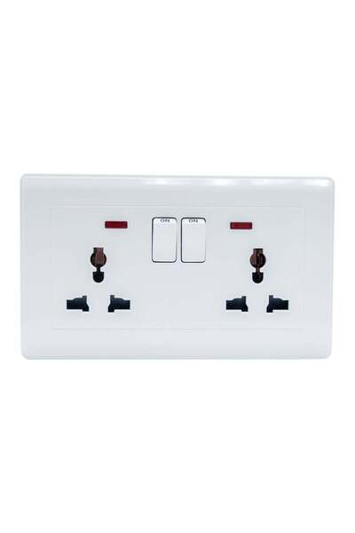 Duravel Universal Wall Socket with 2 Outlets, LED Indicator Light, White