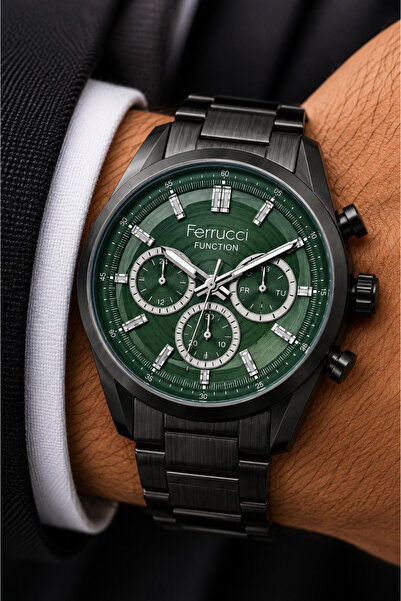 Ferrucci Men's Wristwatch Steel Band Black Color Functional Premium Design Gi...