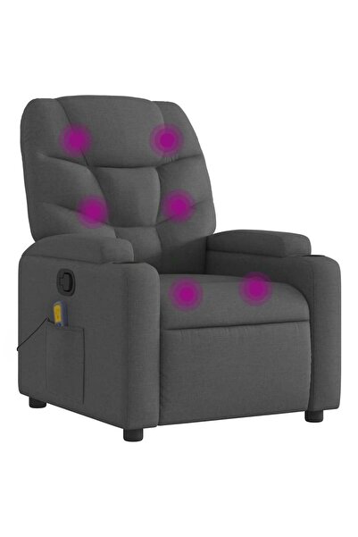 vidaxl Fotoliu de masaj rabatabil, gri închis, material textil