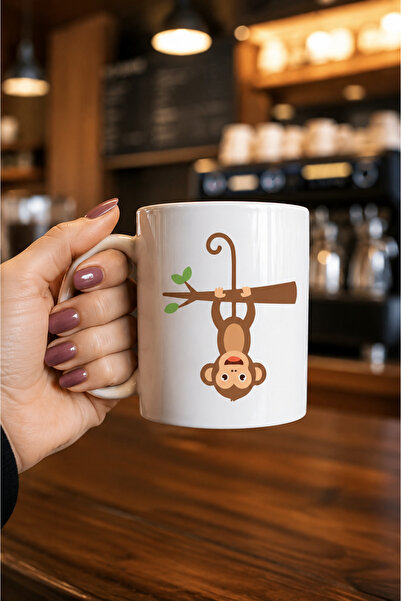 chic crazze Cute Monkey Patterned Porcelain Mug Fun Design for Coffee and Tea