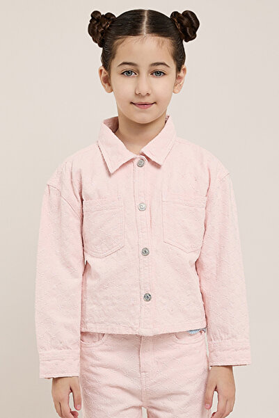 R&B Solid Denim Jacket with Button Closure