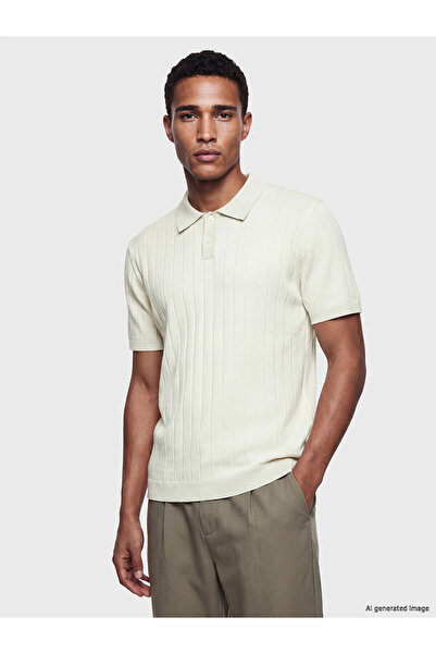 LC Waikiki Peak New Season Polo Collar Ribbed Men's Knitwear T-Shirt