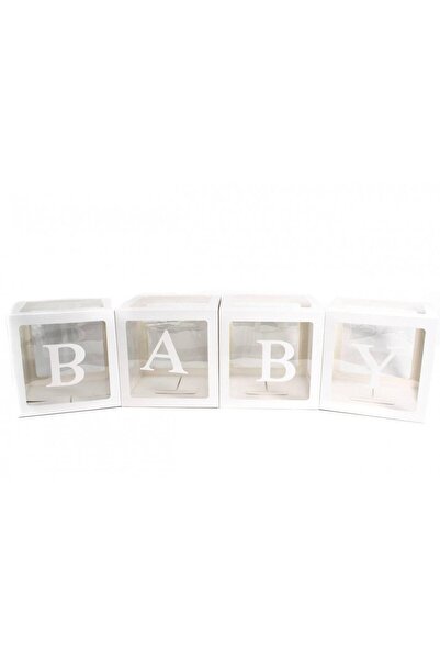 OEM Accesorii Party: Cutii Cub Transparent Baby Alb 4/Set