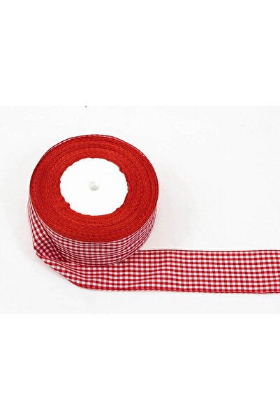 OEM Checkered Textile Ribbon 4cm 22meters Red White