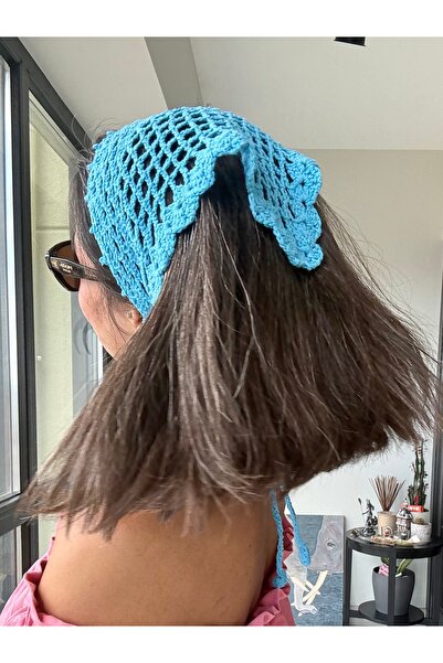 Merishe Jewerly Merishe Kroşe Bandana Mavi File El Örgüsü