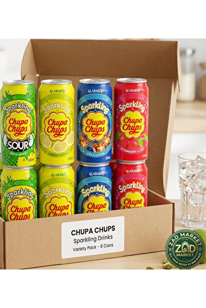 Chupa Chups مجموعة مشروب تشوبا تشوبس (Chupa Chups) الغازي الفوار – نكهات 8*33...